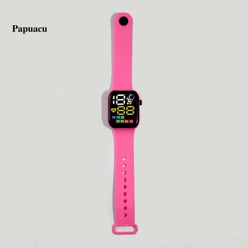 Đồng Hồ Điện Tử papuacu Hình Vuông Có Đèn led Hiển Thị Độc Đáo Cho Bé