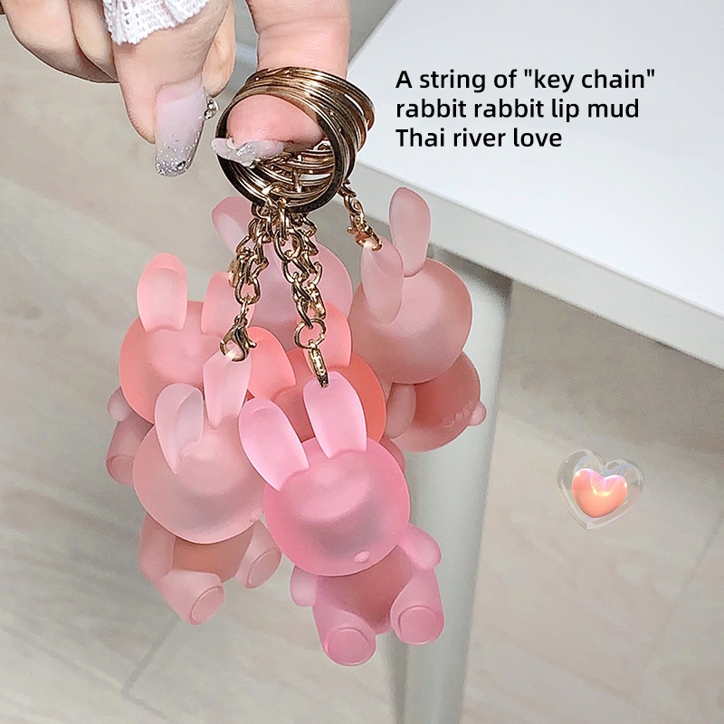 Son Môi Kèm Móc Khóa Thỏ Dễ Thương GEGEBEAR nhám mờ độc đáo Đất sét son kem bùn nude đỏ nâu son tint không thấm nước lâu trôi chống dính cốc son tint YR