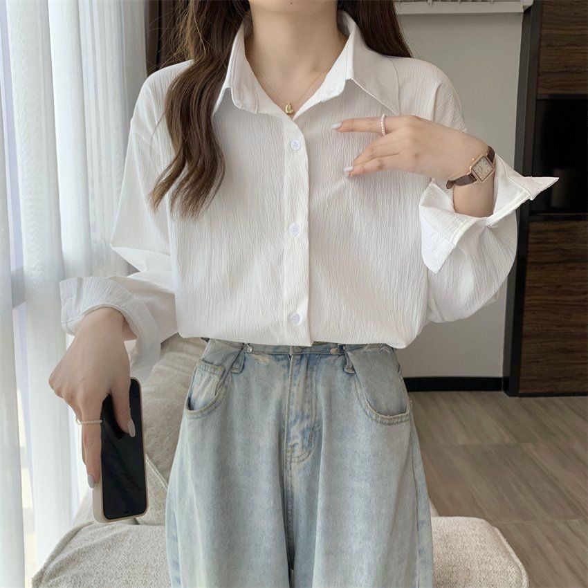 Áo Sơ Mi Nữ Tay Dài Dáng Rộng Phong Cách Hàn Quốc áo kiểu nữ NZ-CS-76