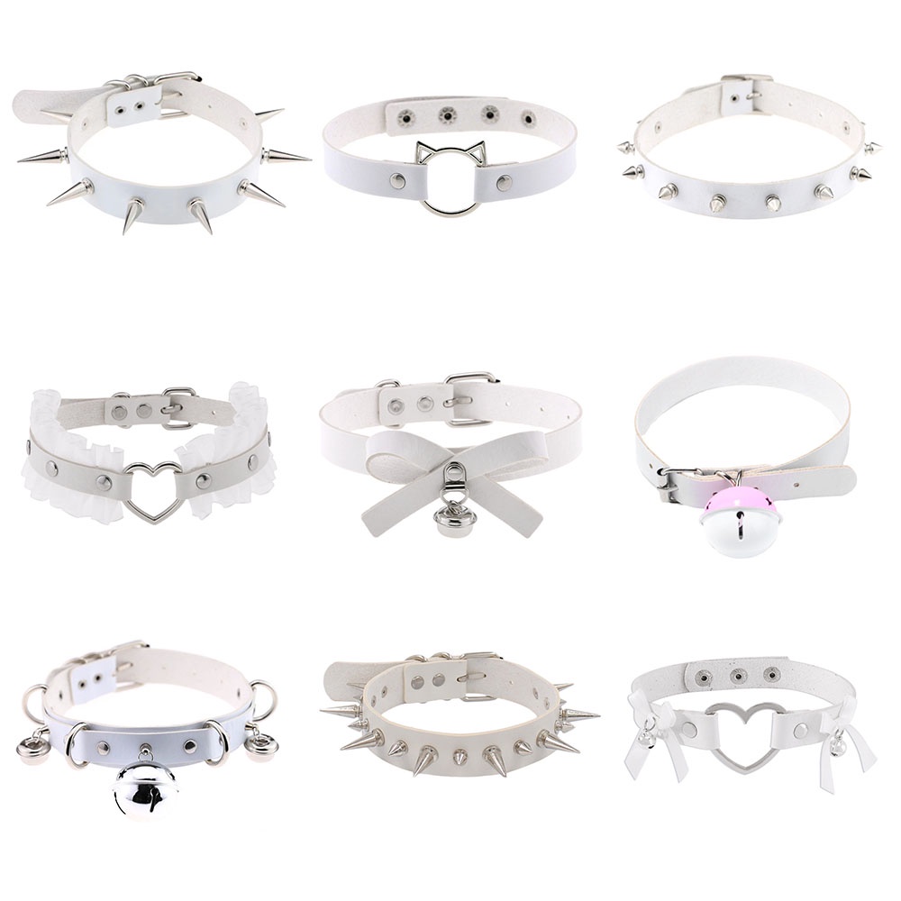 Vòng Cổ choker Da pu Đính Đinh Tán Phong Cách harajuku Cá Tính Dành Cho Nữ