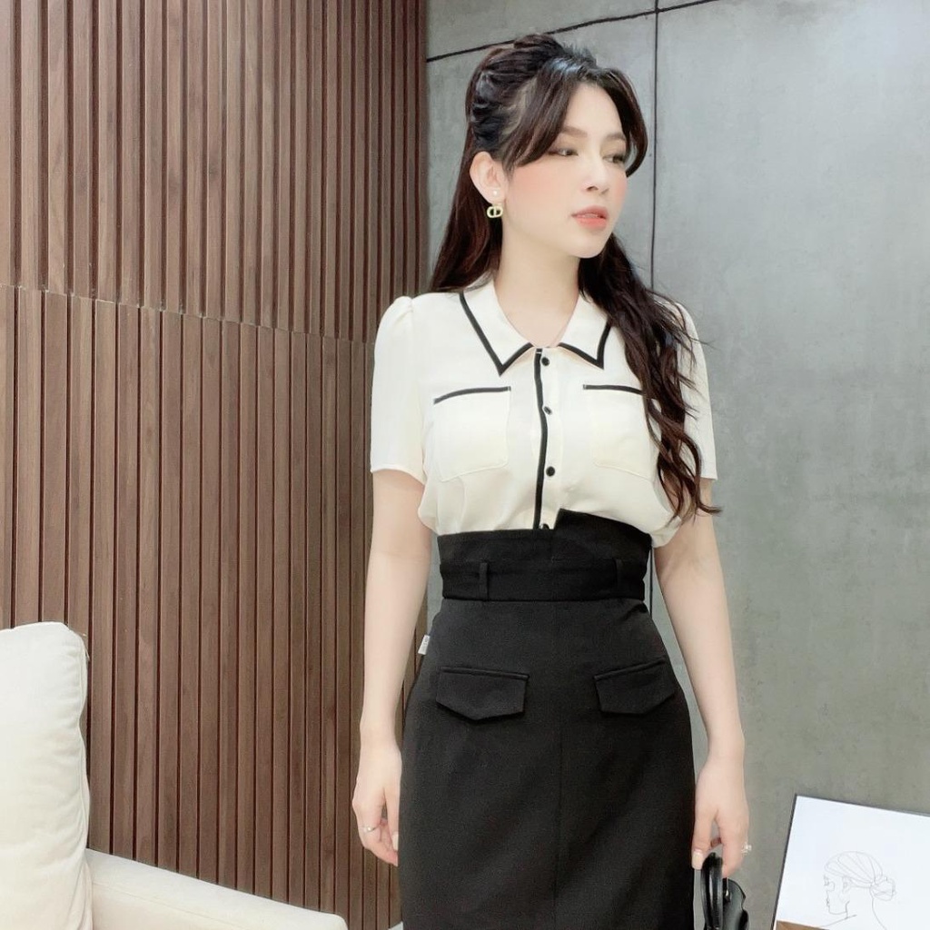 SMC018MIX-S23 - Áo Cộc Trắng Mix Đen Liin clothing