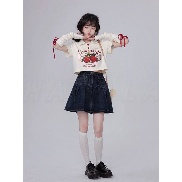 Áo Baby tee y2k  Áo sơ mi croptop Áo Thun Tay Ngắn Cổ polo Thời Trang Cho Nữ
