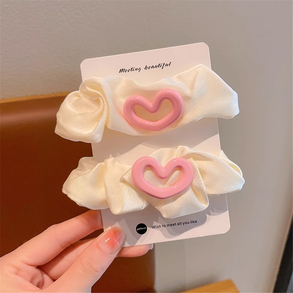 Dây Buộc Tóc Hình Bánh donut Trái Tim Màu Hồng Dễ Thương Cho Nữ