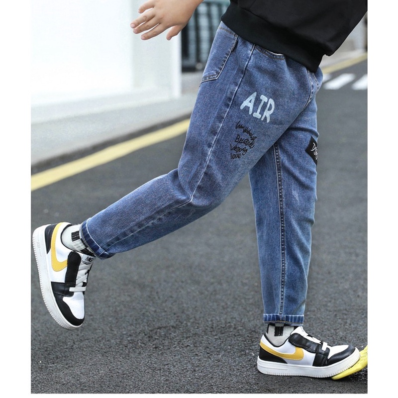 Quần Jean Dài Dáng Rộng 100-160cm Phong Cách Hàn Quốc Thời Trang Cho Bé Trai