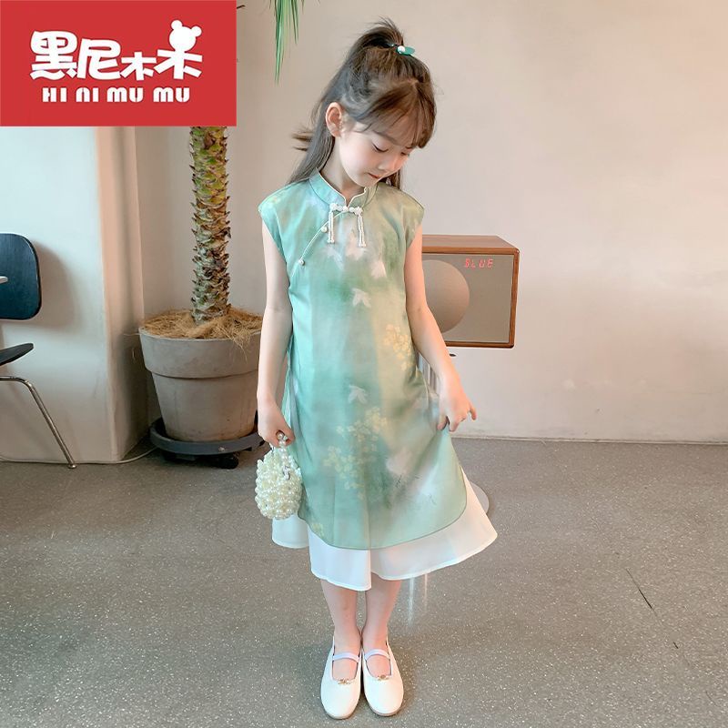 Đầm Sườn Xám qipao Không Tay Phong Cách Trung Hoa Mẫu Mới 2023 Thời Trang Mùa Hè Cho Bé Gái