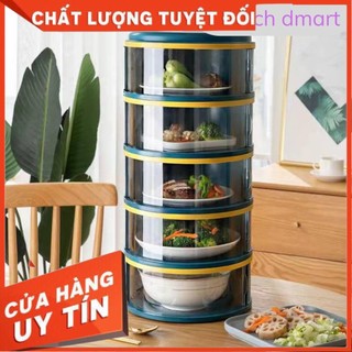 lồng bàn giữ nhiệt gấp gọn 5 tầng cửa kéo eccox, lồng bàn bảo quản thực phẩm nắp kính GG51