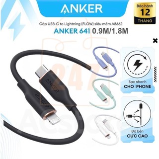  Cáp sạc nhanh Anker Powerline III Flow Type C to L 20W 30W - A8662 A8663 Siêu mềm mại siêu bền- ACSTORE 