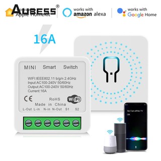 Aubess 16a Homekit Thông Minh Wifi Công Tắc Điều Khiển 2 Chiều Mini Thông Minh Phá Siri Điều Khiển Giọng Nói Làm Việc Với Alexa Google Home
