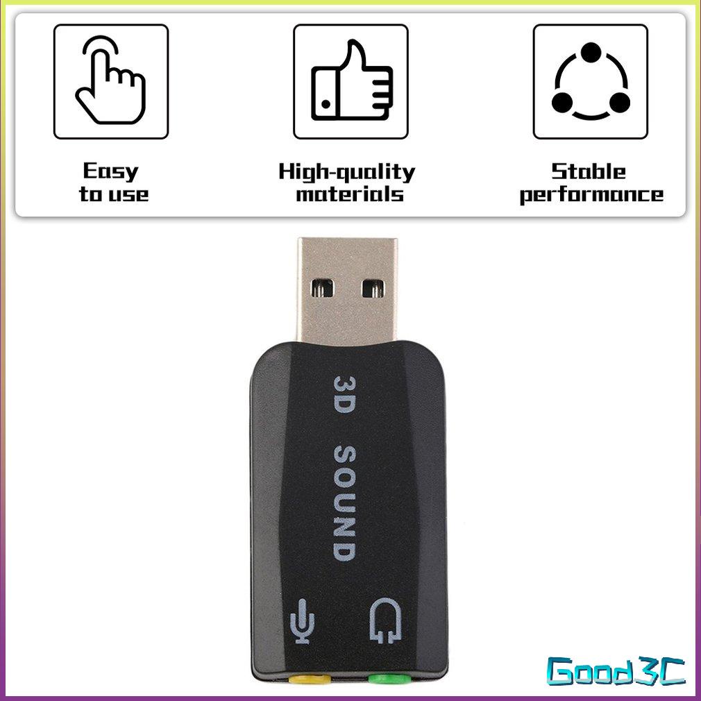 USB 2.0 Sang 3D Mic Loa Tai Nghe Âm Thanh Bộ Chuyển Đổi Thẻ 5.1 Cho Máy Tính Laptop