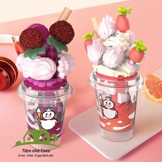 Bộ đồ chơi lắp ghép ly trà sữa mixue cho bé, đồ chơi lắp ghép, đồ chơi giải trí