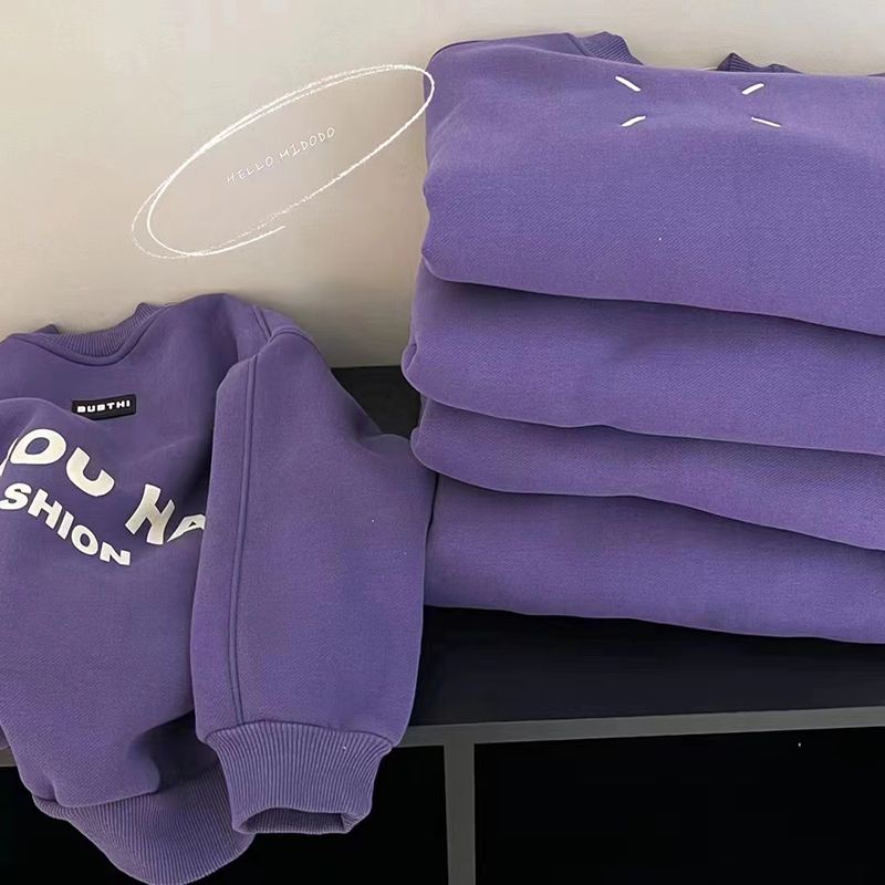 Áo Hoodie Tay Dài Cổ Tròn Màu Trơn In Chữ Phong Cách Hàn Quốc Cho Nam