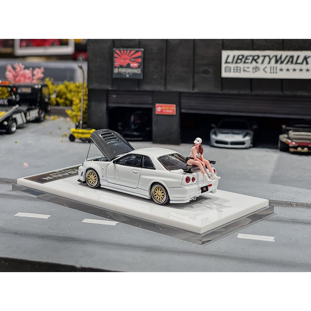XE MÔ HÌNH NISSAN R34 X FIGURE WHITE,TỶ LỆ 1/64 MICROTIME