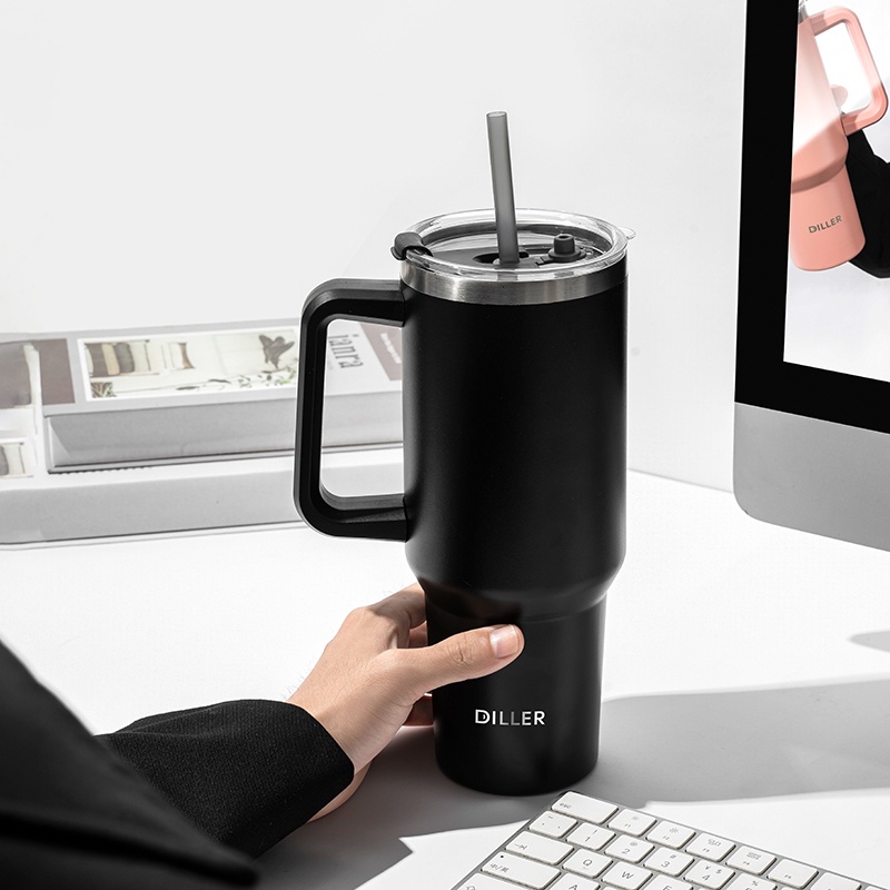 Diiller Bình Nước Giữ Nhiệt Bằng Thép Không Gỉ Có Tay Cầm Và Ống Hút Dung Tích 1300ml mlh9101