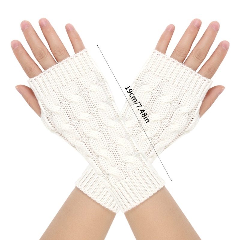 Psy Găng Tay Len Hở Ngón Màu Trơn Giữ Ấm Mùa Đông Cho Người Lớn