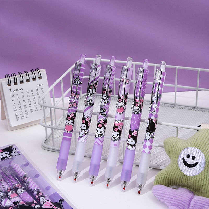Set 12 Bút Mực gel Họa Tiết Hoạt Hình kuromi Bằng Kim Loại Dễ Thương Độc Đáo Cho Học Sinh