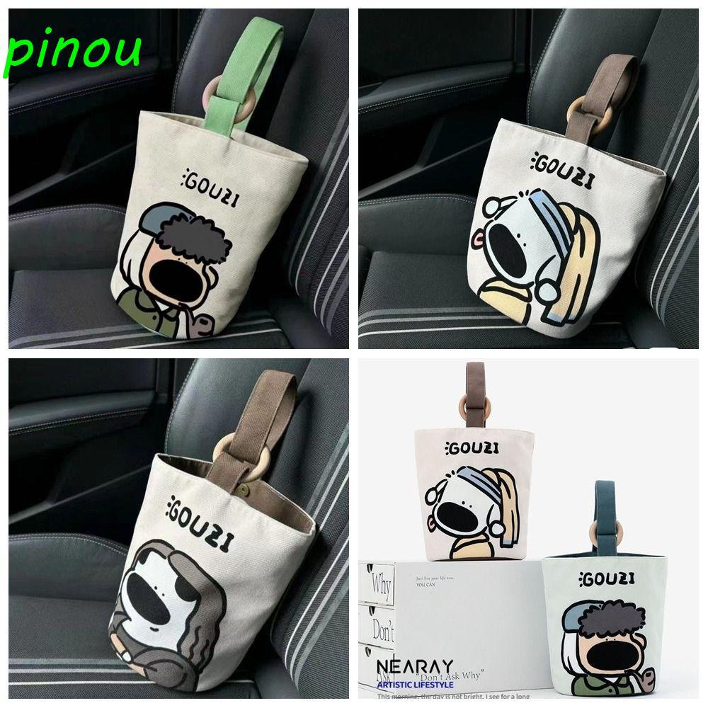 Pinou Túi vải In Họa Tiết Hoạt Hình Và Chữ Dễ Thương