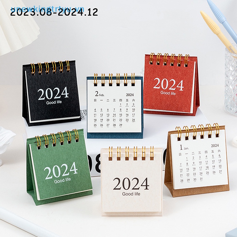 Unewtyu Lịch Năm 2023 / 2024 mini Để Bàn Thiết Kế Đơn Giản Tươi Mới Và Cao Cấp