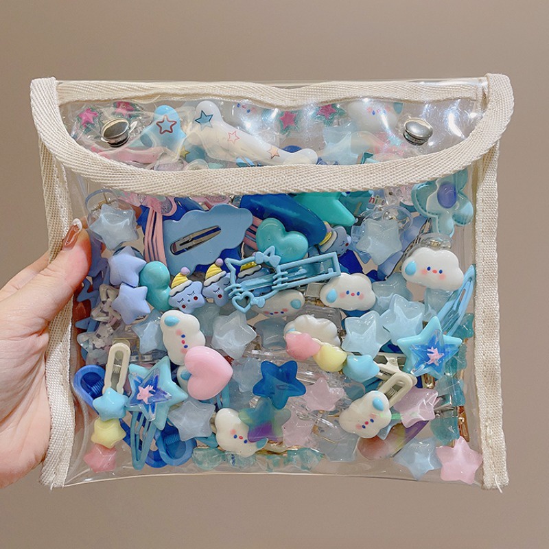 Bộ 2 Kẹp Tóc Hình Ngôi Sao Đám Mây Xanh Dương Xinh Xắn Thời Trang Hàn Quốc Cho Bé Gái