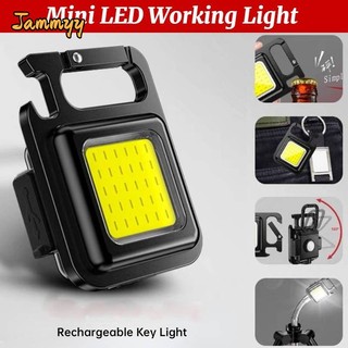 Jammy di động đa chức năng đèn khẩn cấp đèn pin mini có thể sạc lại cob móc khóa sạc đèn khẩn cấp