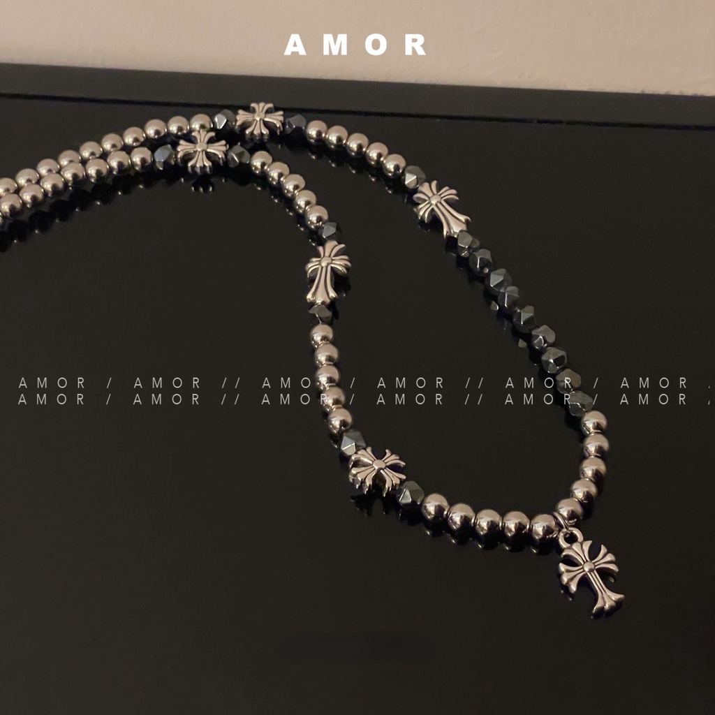 Vòng cổ Chuỗi Hạt Mặt Thánh Giá Phong Cách hip hop Cho Nam Và Nữ