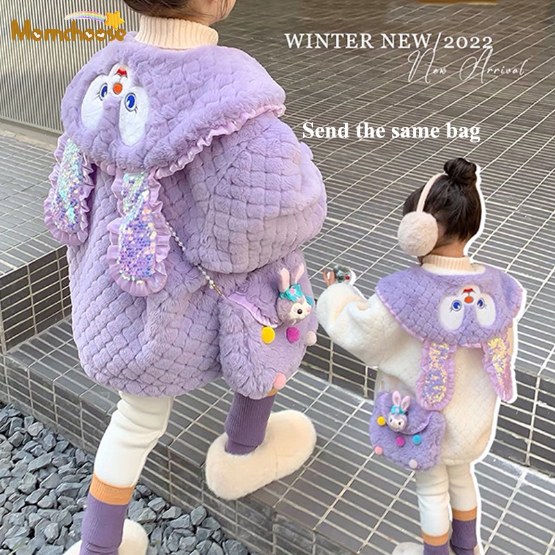 Momo Áo Khoác Len Lông Cừu Dày Dặn Thời Trang Thu Đông Phong Cách Hàn Quốc Cho Bé Gái