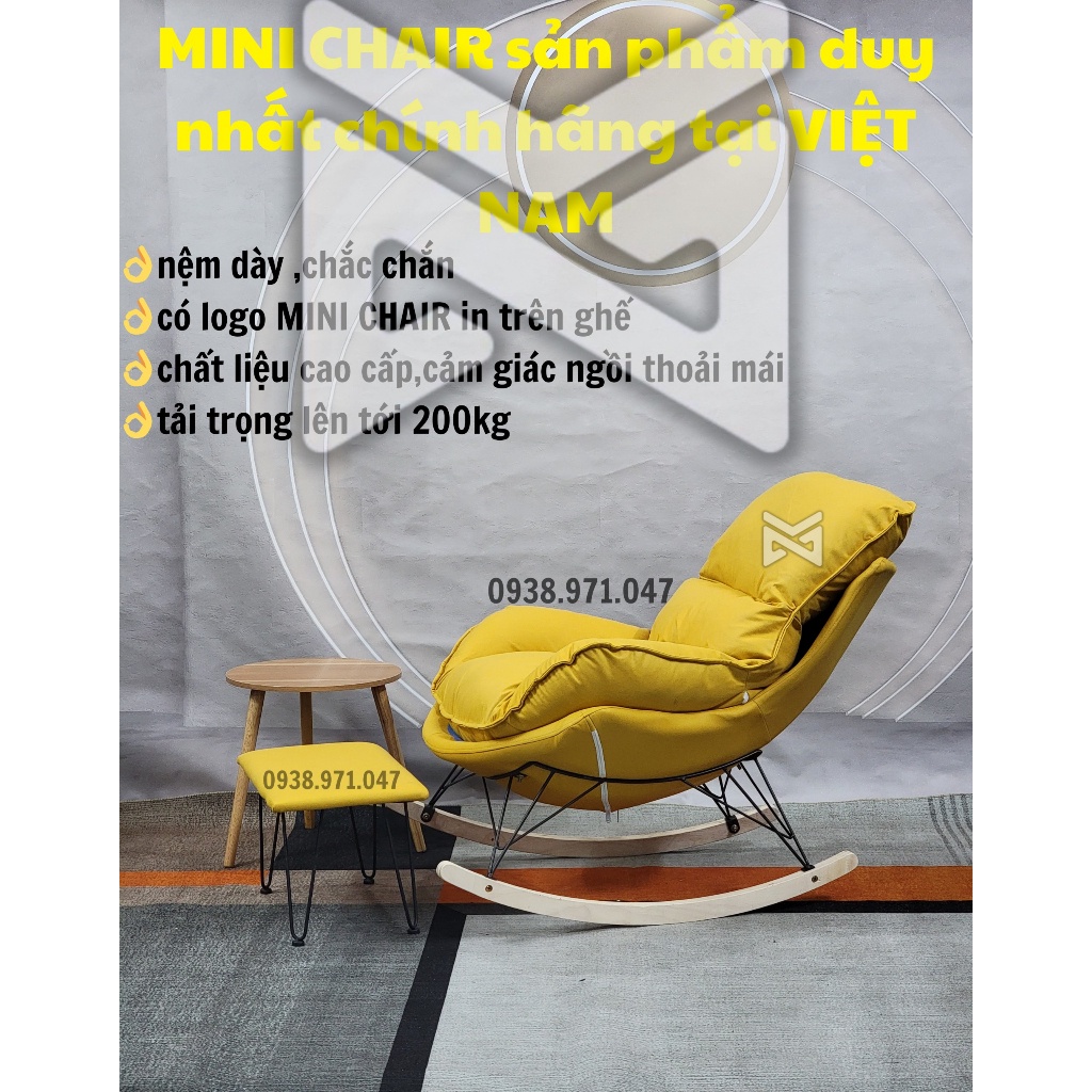 Ghế lười sofa bập bênh thư giãn kèm đôn để chân,nằm đọc sách MINI CHAIR