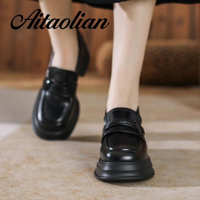 Giày Cao Gót 6cm Da Thật Mềm Phối Khóa Kim Loại Đơn Giản Cho Nữ Thời Trang