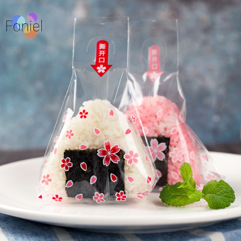 Set 10 Túi Làm Cơm Nắm sushi Rong Biển Hình Tam Giác Phong Cách Nhật Bản diy