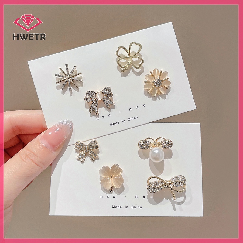 Ghim Cài Áo Hình Nơ Hoa Bằng Kim Loại Chống Chói Thời Trang Cho Nữ Mới