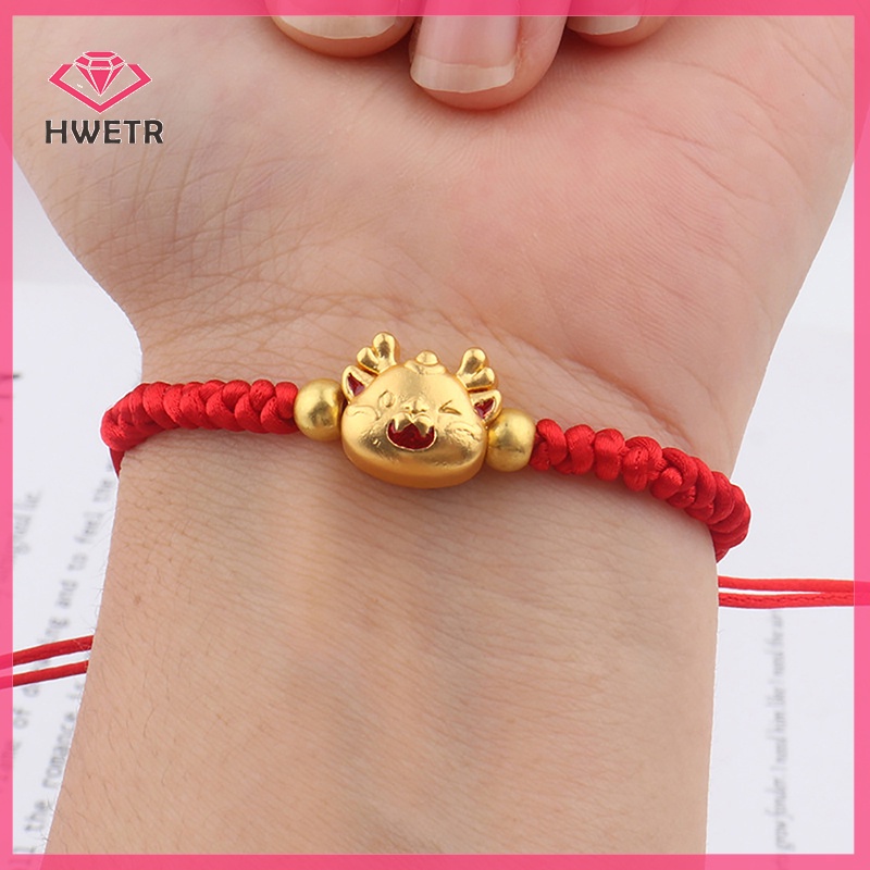 Vòng Tay Dây Đỏ May Mắn Khắc Hình Rồng Năm 2024 Mới