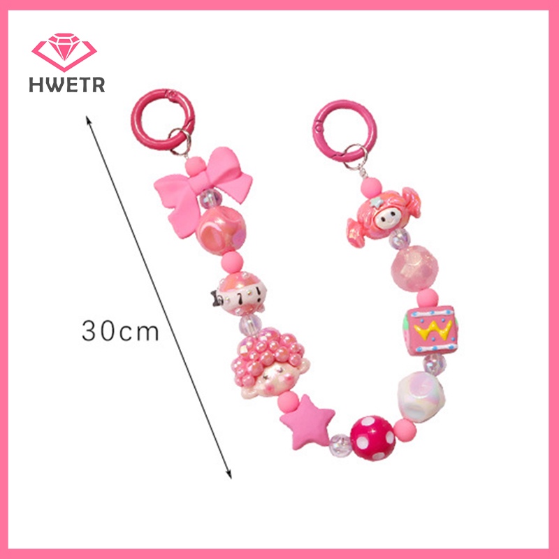 Hwetr dopamine Dây Đeo Điện Thoại Chuỗi Hạt Xoăn Tóc Màu Kẹo Hình Máy Ảnh Dễ Thương Cho Nữ Mới