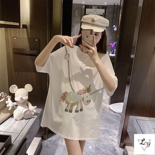 Áo Thun cotton Tay Ngắn Dáng Rộng Cỡ Lớn 150Kg Thời Trang Xuân Hè Cho Nữ