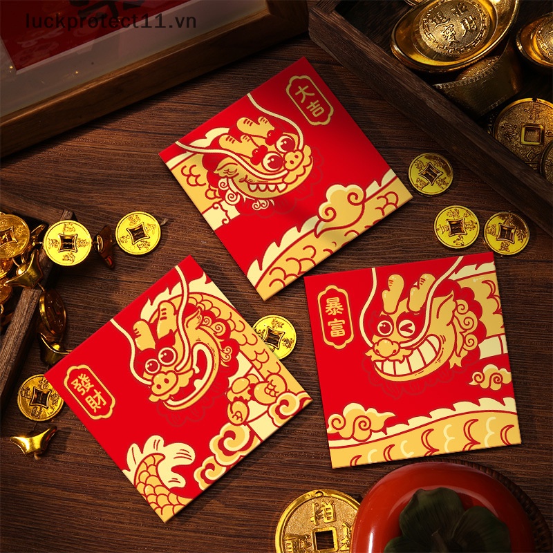 # Cny Trang Trí Mới # 6 Cái Bao Lì Xì Năm Mới 2024 Hình Rồng Đỏ Phong Cách Trung Quốc