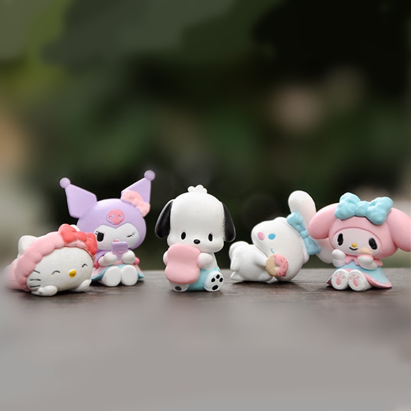 SANRIO Set 5 Đồ trang trí Nhân Vật Phim Hoạt Hình kuromi melody pochacco Trang Trí Bánh Kem diy