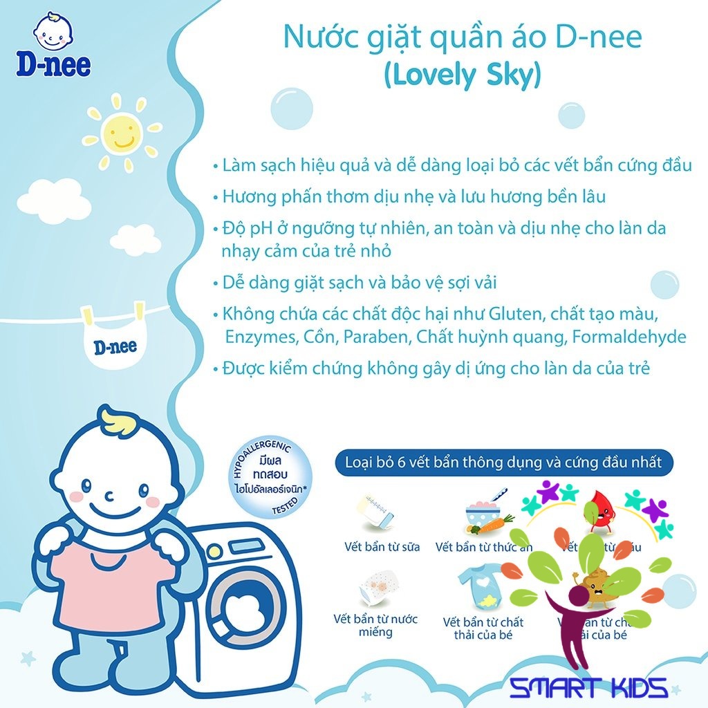Nước giặt quần áo em bé Dnee 3000ml