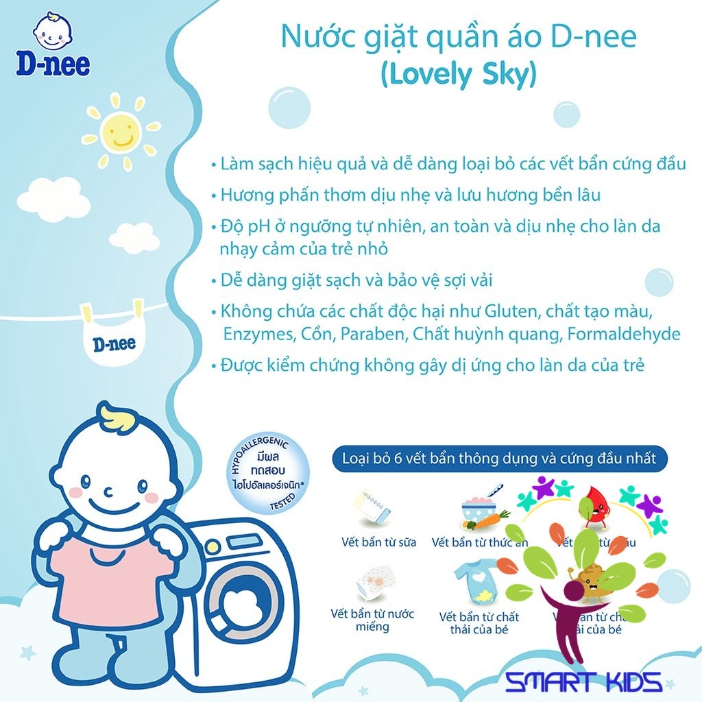 Nước giặt quần áo em bé Dnee 3000ml (Chính hãng có tem Đại Thịnh)