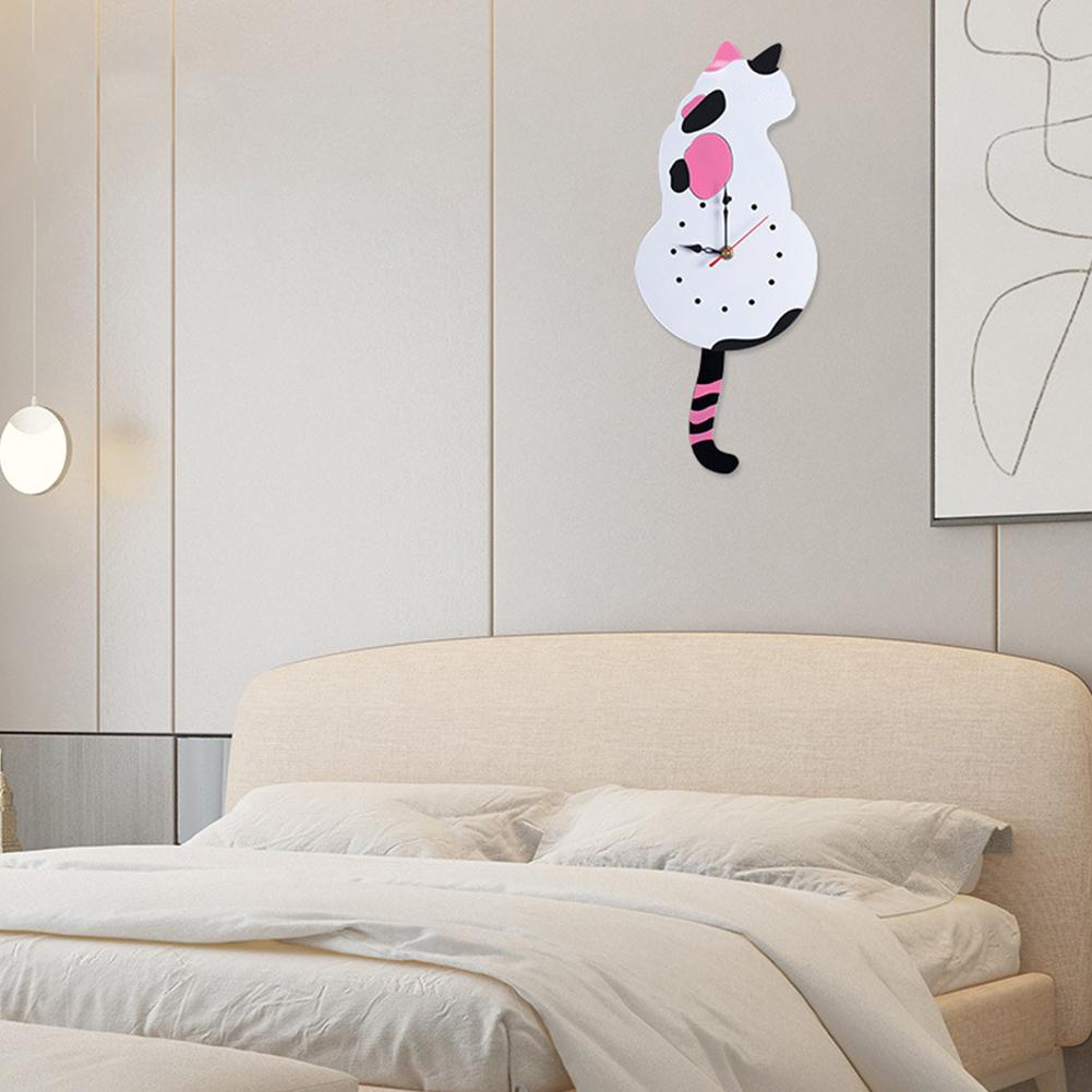 Đồng Hồ Treo Tường Trang Trí Phòng Khách Hình Mèo Đuôi Xích Đuôi Hoạt Hình x6p9