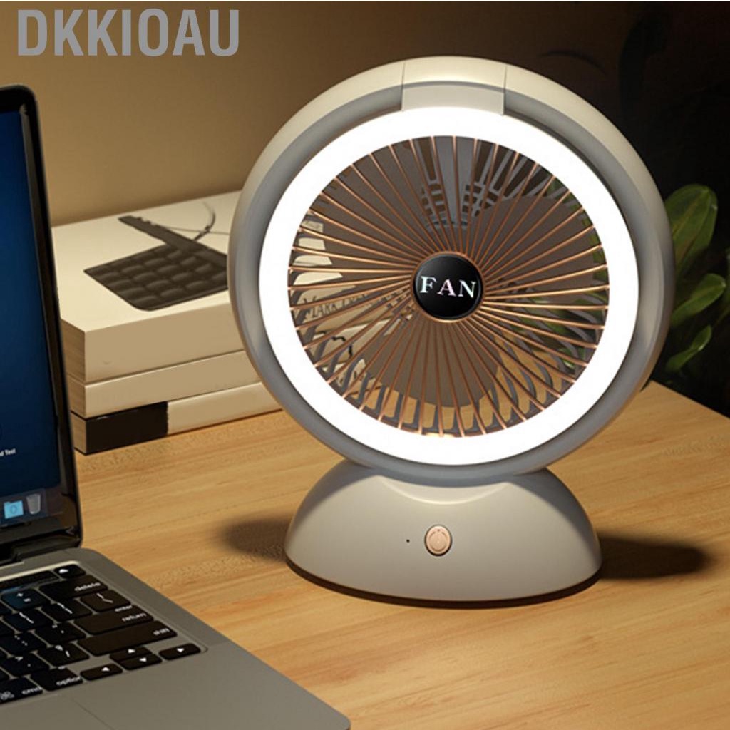 Dkkioau USB Desktop Fan  Rechargeable Small Table Adjustable Compact 180 Degree Rotatable Multifunctional for Office