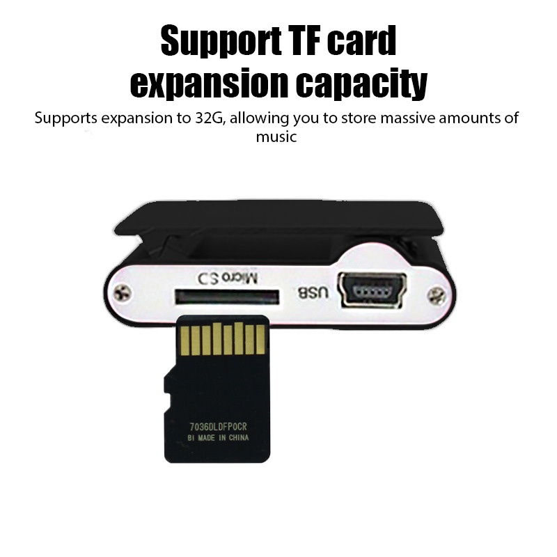 Máy Nghe Nhạc mp3 Dạng Kẹp mini Bằng Kim Loại Có Màn Hình lcd Hỗ Trợ Thẻ Nhớ tf / sd slot / fm