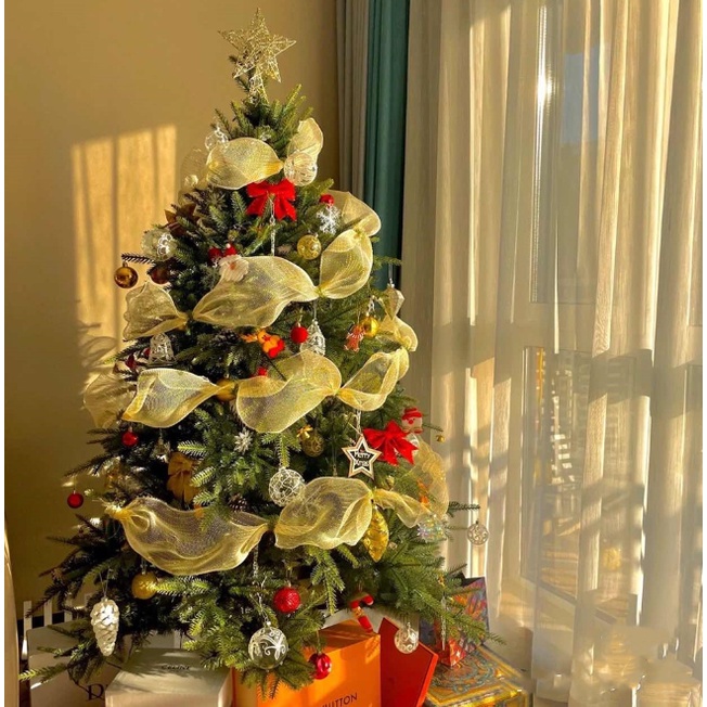 Cuộn 9 Mét Ruy Băng Voan Lưới RB47 Trang Trí Noel Trang Trí Quấn Cây Thông Khổ 26cm, 15cm