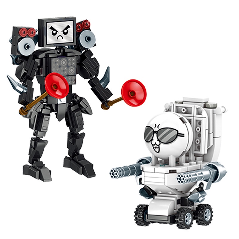 Bộ 4 Khối Đồ Chơi Lắp Ráp toilet Theo Dõi Âm Thanh titan tv Giáo Dục Cho Bé