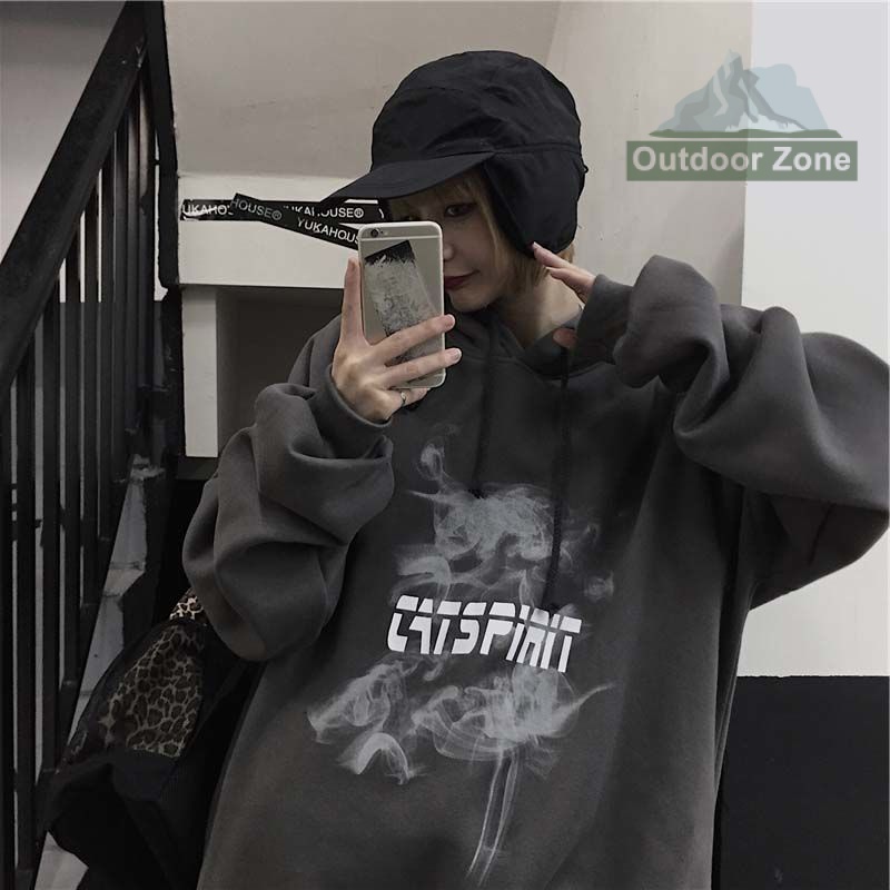 Áo hoodie Dáng Rộng In Chữ graffiti Phong Cách Hàn Quốc Thời Trang Thu Đông Dành Cho Nam Nữ