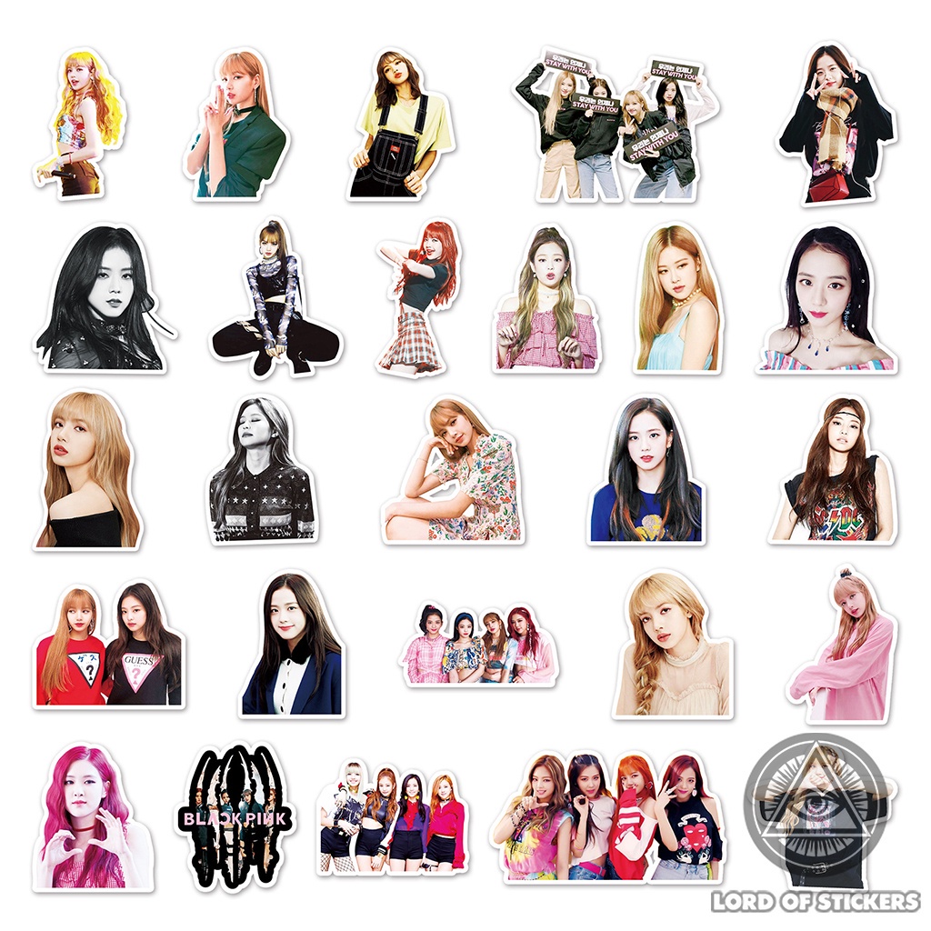 Set 52 Hình Dán BLACKPINK Sticker Cute Ban Nhạc Kpop Chống Thấm Nước Trang Trí Mũ Bảo Hiểm, Laptop, Ván Trượt, Vali, Sổ