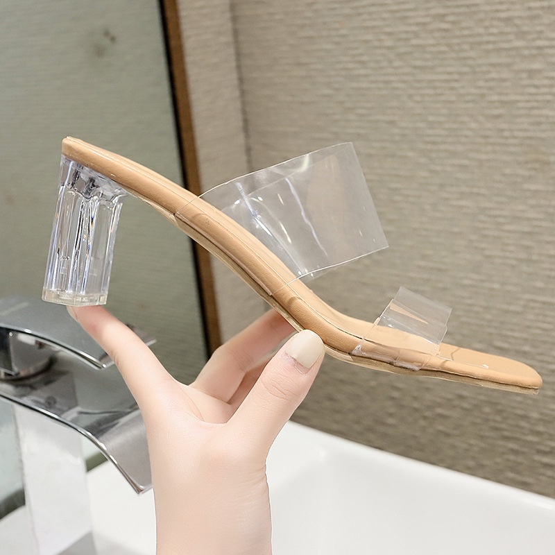 Dép Cao Gót Đế Dày Quai Trong Suốt Thời Trang Mùa Hè Dành Cho NữFWS043