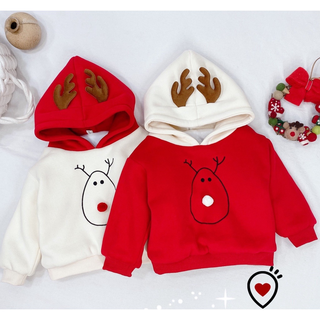 Áo hoodie tuần lộc chất nỉ bông cho bé trai, bé gái đi chơi giáng sinh size từ 7-28kg -BAOBAOKIDS
