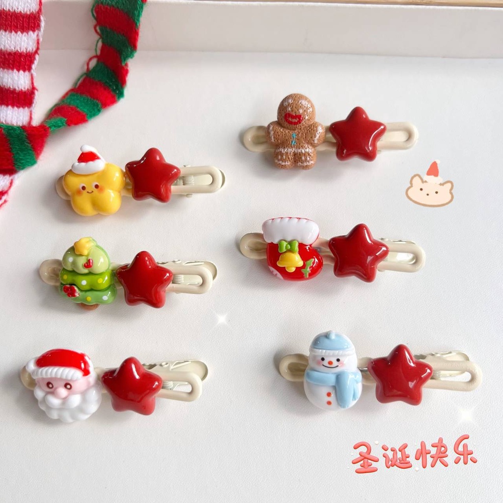 Kẹp Tóc Hình Ông Già Noel / Ngôi Sao / Hoạt Hình Dễ Thương Thời Trang 2023