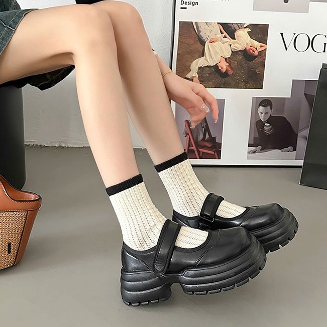 Giày Lười Da pu Đế Dày Mũi Tròn Phong Cách Anh Quốc Thời Trang Cho Nữ