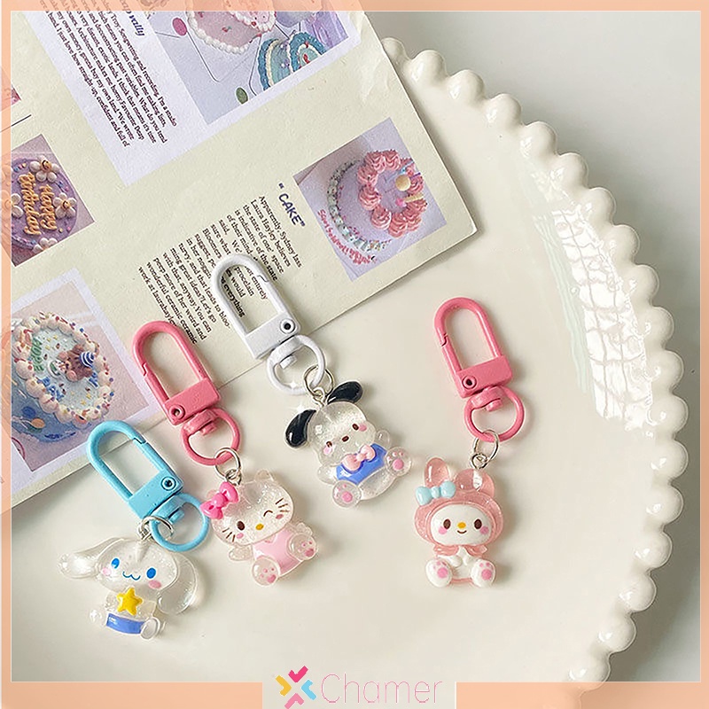 SANRIO  Móc Khóa Hình Cuộn Dây Ruy Băng Hoạt Hình my melody Dễ Thương Trang Trí Xe Hơi Mới