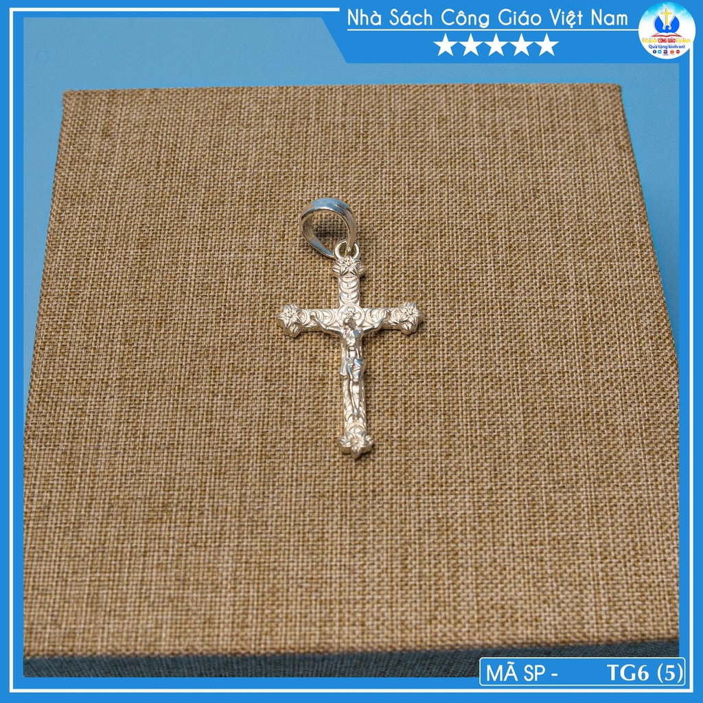 Mặt dây chuyền Thánh giá Chúa Giesu bạc ta TG6  cho nam nữ - Quà tặng Công Giáo NSCGVN_HN