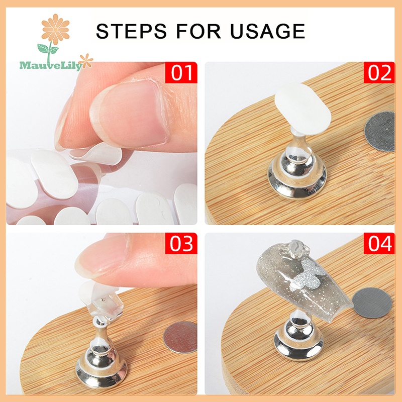 Set 100 Băng Keo Hai Mặt Bằng acrylic Trong Suốt Dùng Trưng Bày Móng Nghệ Thuật